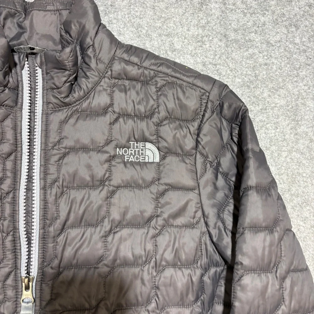 The North Face Boys Thermoball Full Zip Jacket Gray Puffer Coat Size L 14/16